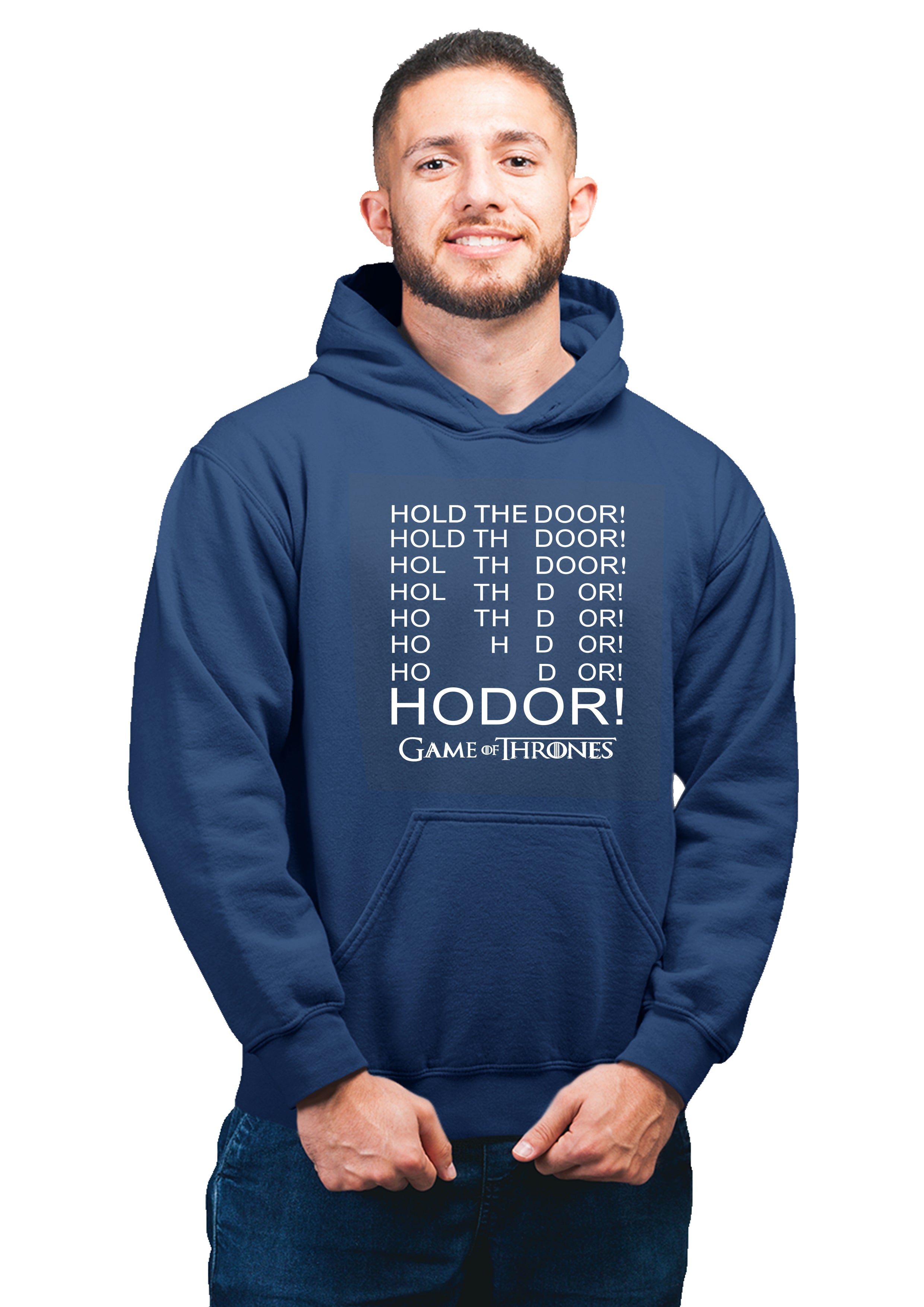 Got-23 Hodor BLUE HOODIE Unisex 100% Cotton Printed Hoodie ( Blue)