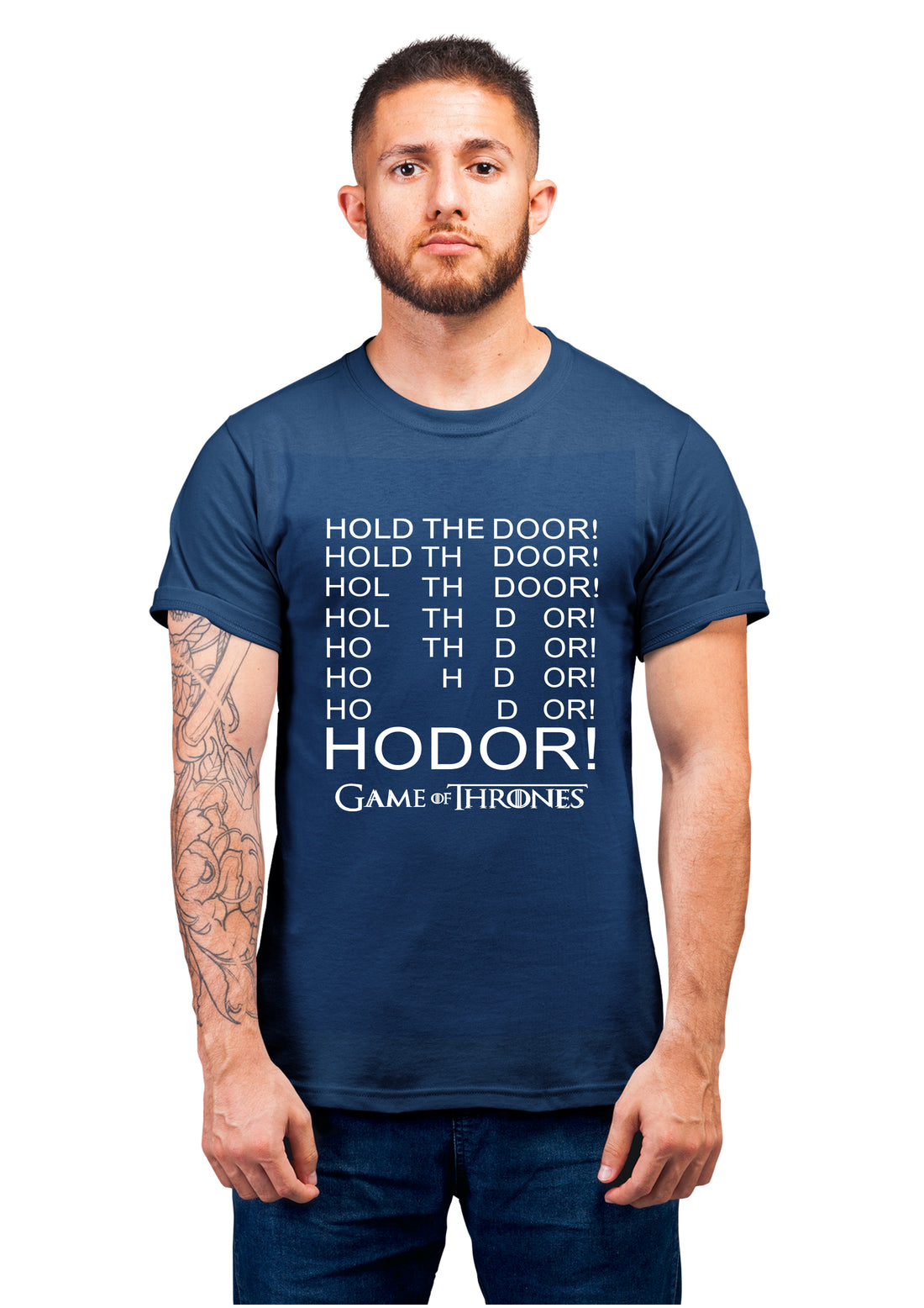 GOT-23 HODOR HODOR Half Sleeve Navy Blue