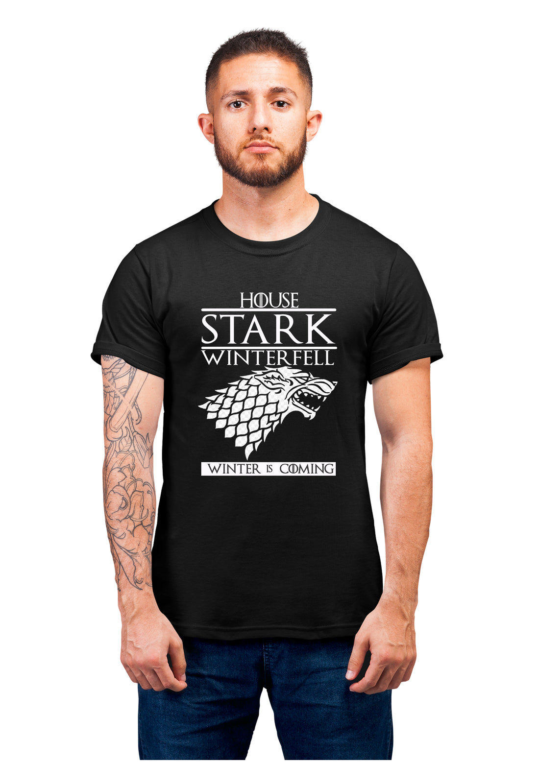 Got-46 House Stark Winter Feel Winter Is Coming Half Sleeve Black