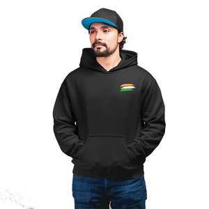 Unisex Indian Flag 100 % Cotton Printed Hoodies In Black Color
