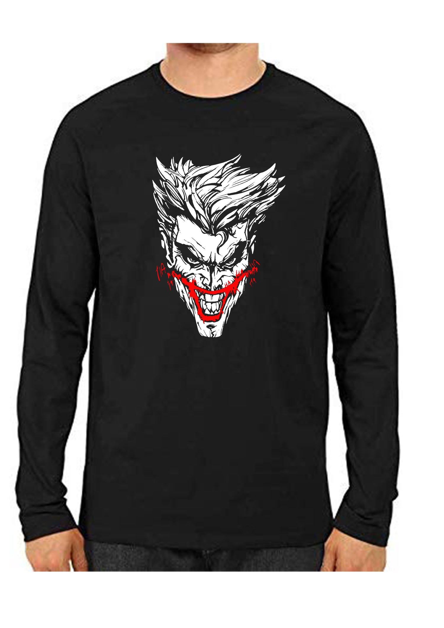 unisex Joker Black Full Sleeve Cotton  Tshirts