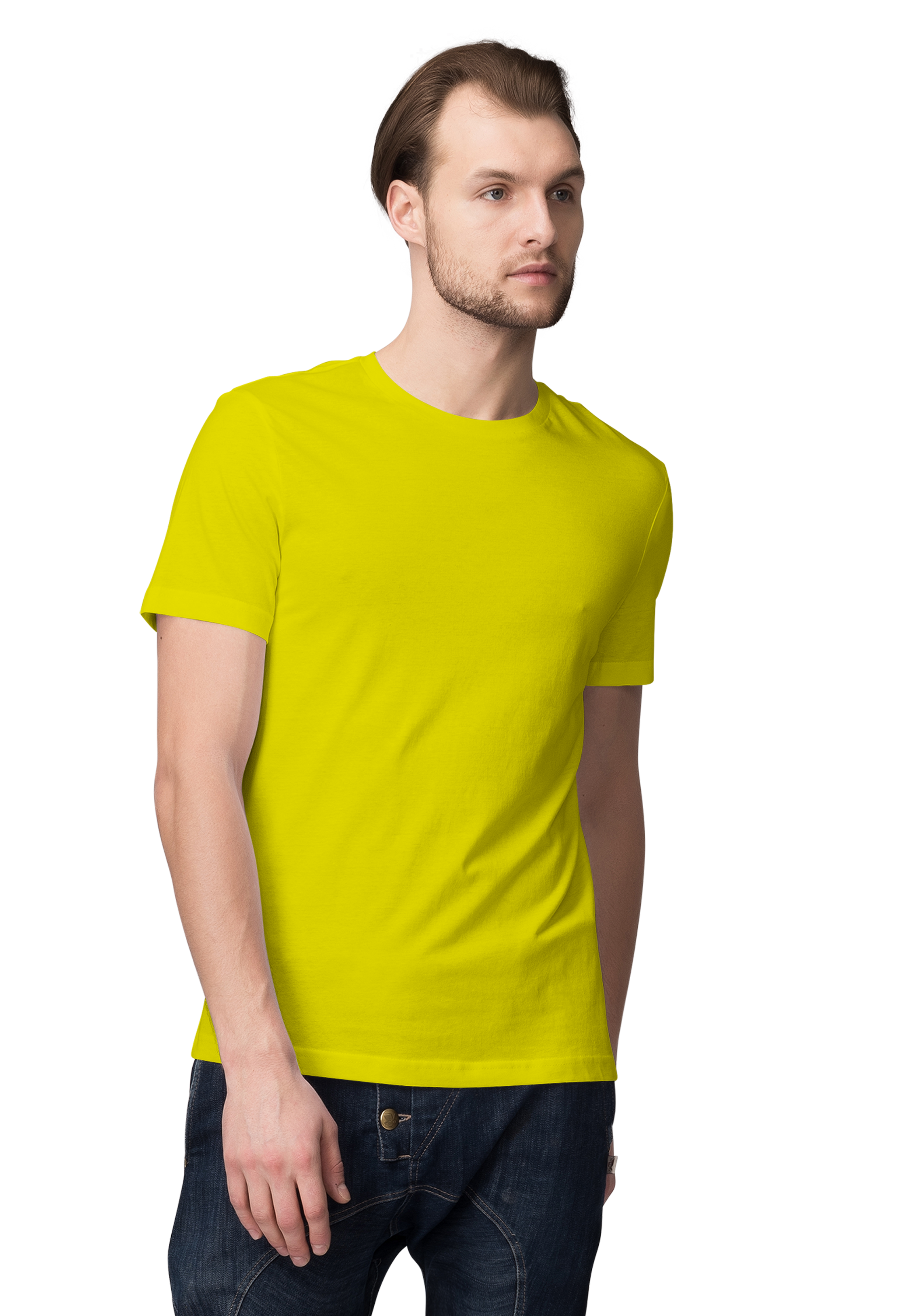 Unisex Basic Plain Yellow T-shirt