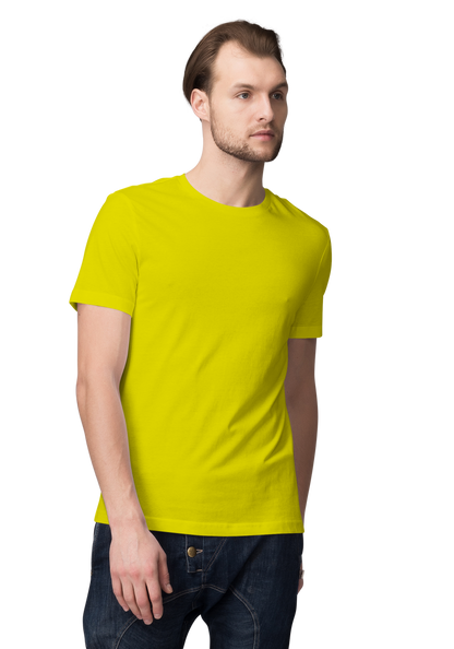 Unisex Basic Plain Yellow T-shirt