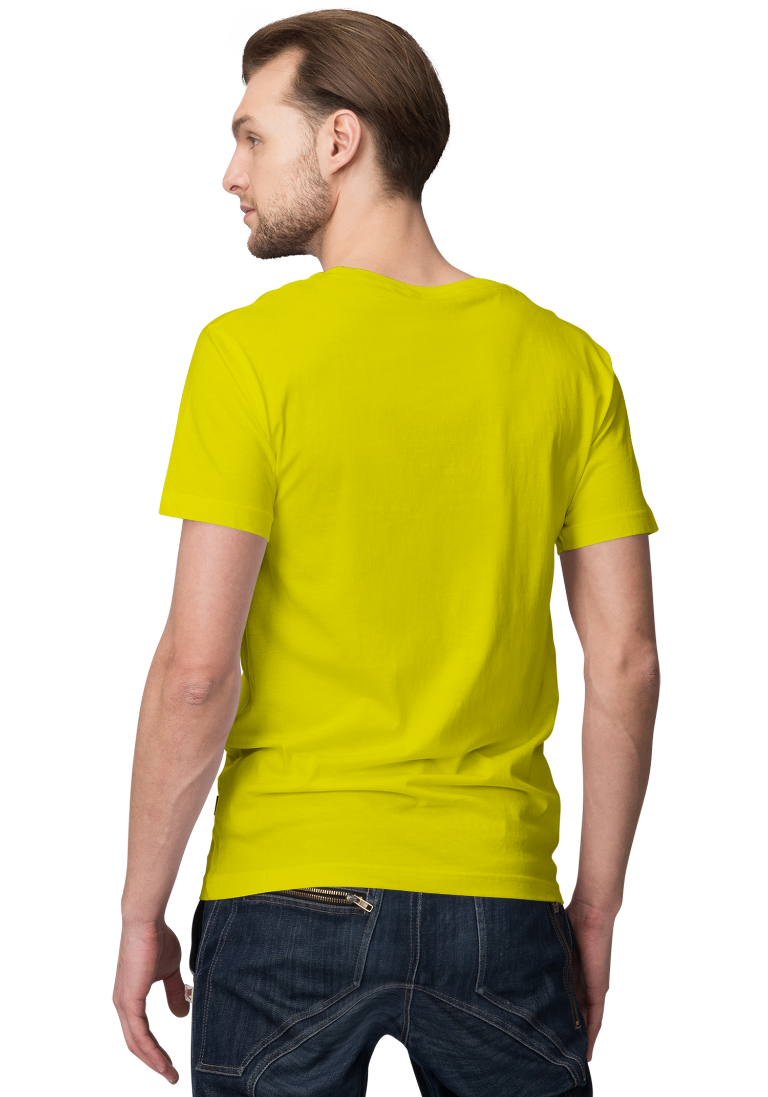 Unisex Basic Plain Yellow T-shirt