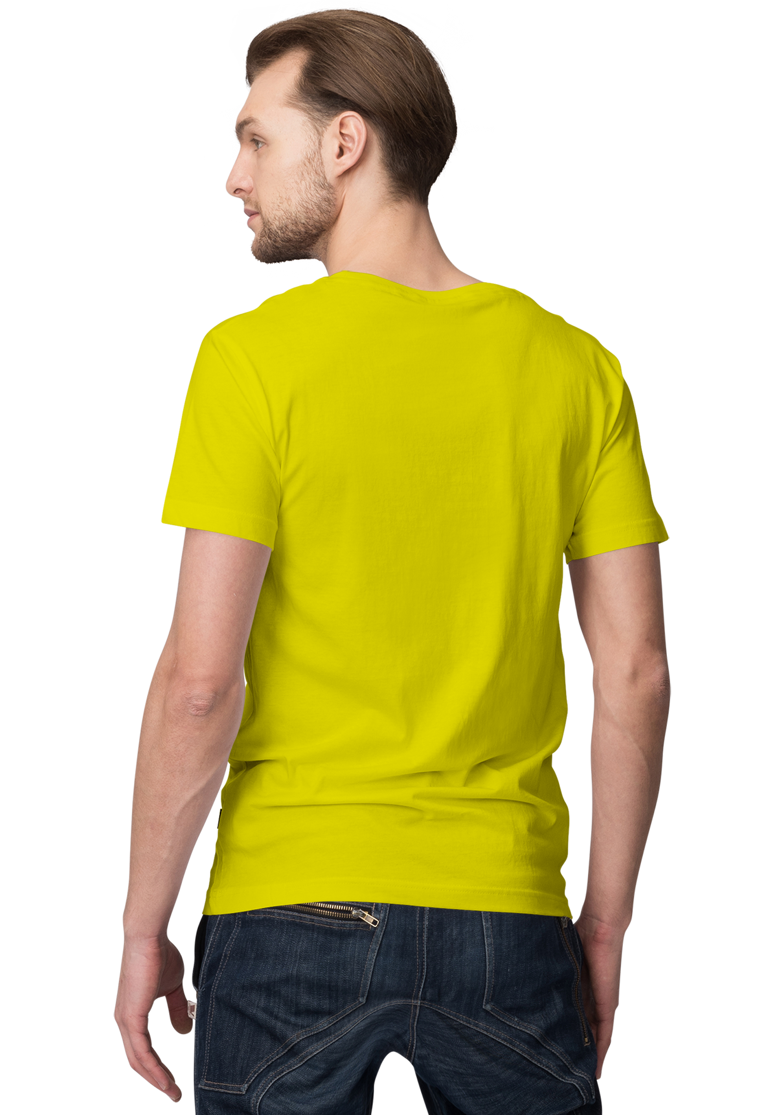 Unisex Basic Plain Yellow T-shirt