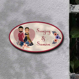Wooden Couple Theme Name Plate