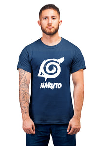 Unisex Naruto Half Sleeve Cotton Navy Blue Tshirts