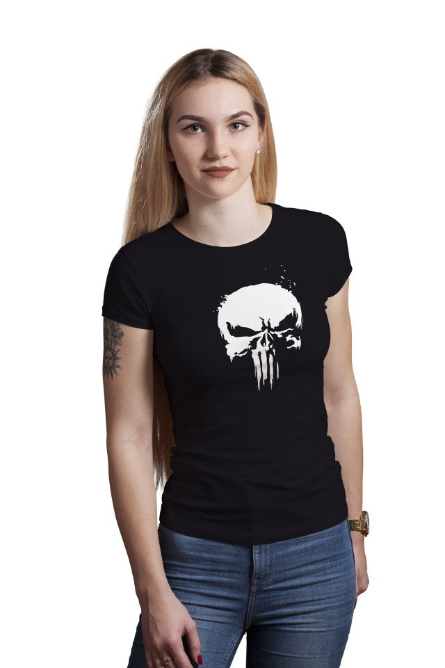 Unisex Punisher Super Hero 100 % Cotton Printed Half Sleeves Tshirt In Black Color