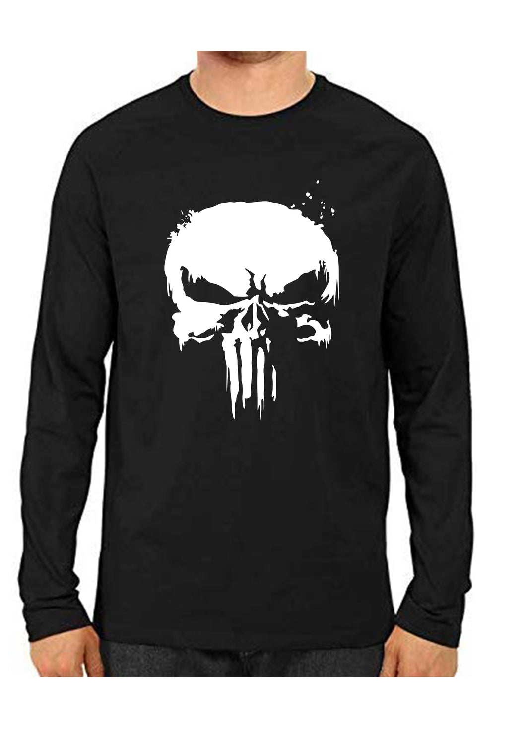 Unisex Punisher Black Full Sleeve Cotton  Tshirts