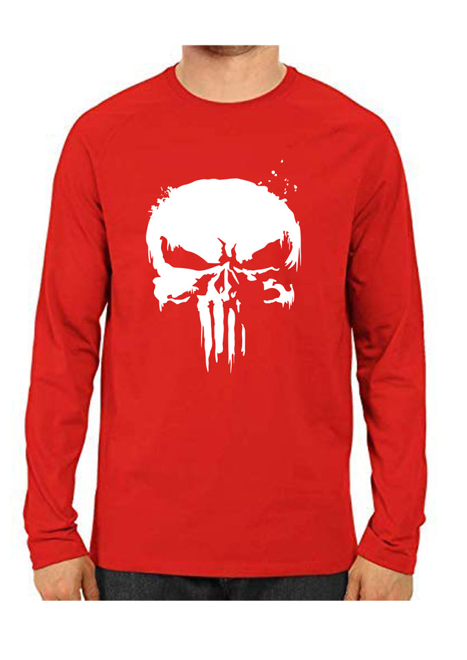 Unisex Punisher Red Full Sleeve Cotton  Tshirts