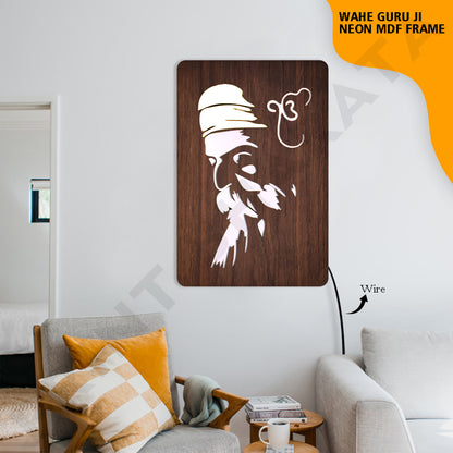 Neon MDF wahe Guru ji Frame