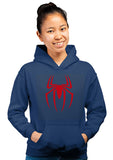 Spider Superhero Unisex 100% Cotton Printed Hoodie (Navy Blue)