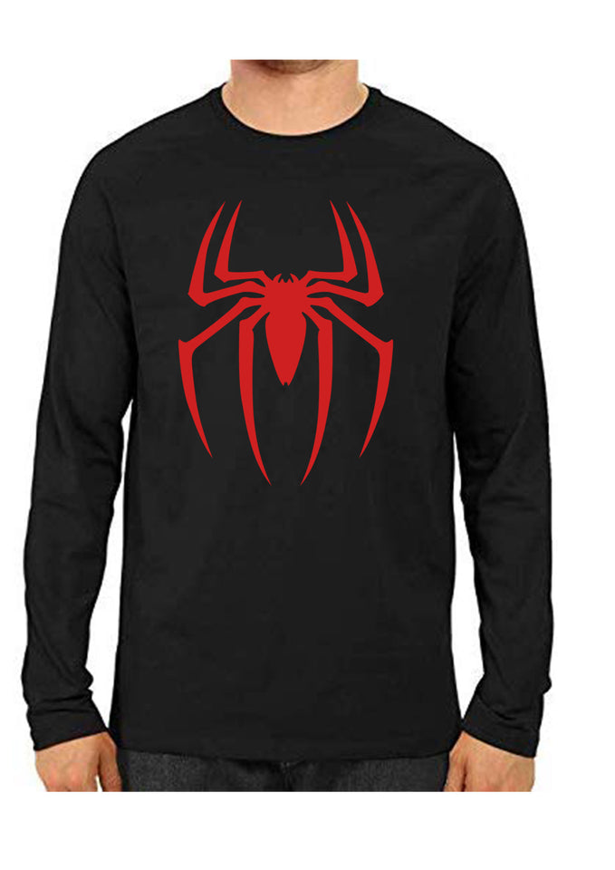 Unisex Spider Black Full Sleeve Cotton  Tshirts