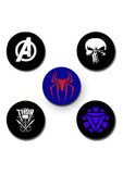 Superhero 2 Design Pin Badge Pack of 5