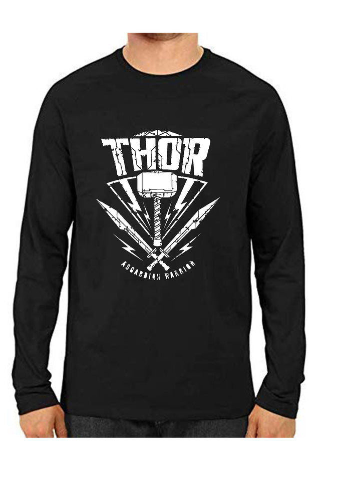 Unisex Thor Black Full Sleeve Cotton  Tshirts